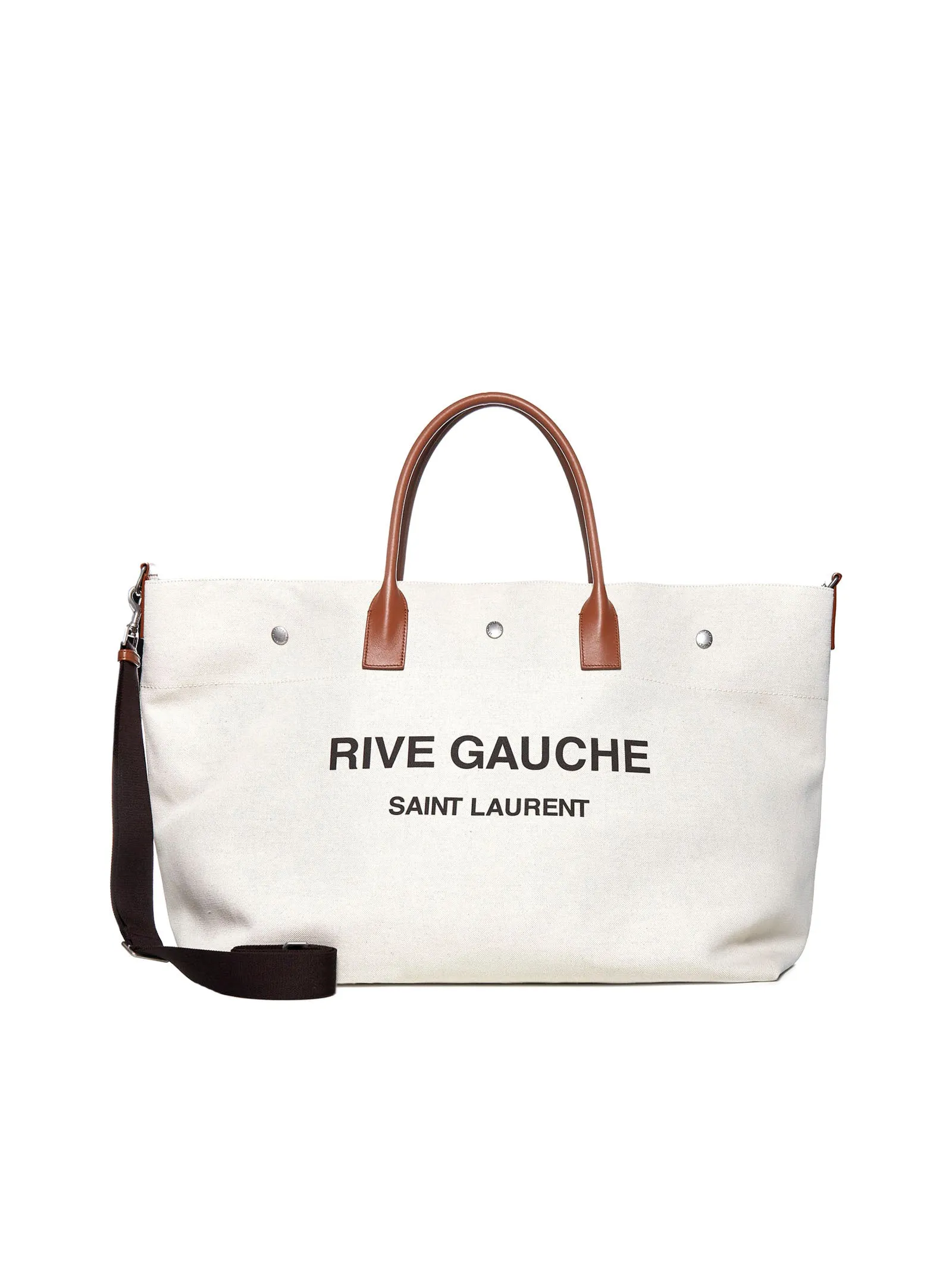 Saint Laurent Rive Gauche Logo Printed Maxi Tote Bag