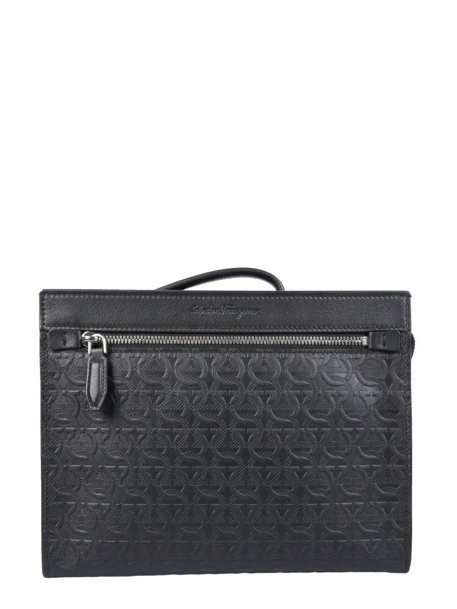 Salvatore Ferragamo Gancini Embossed Clutch Bag