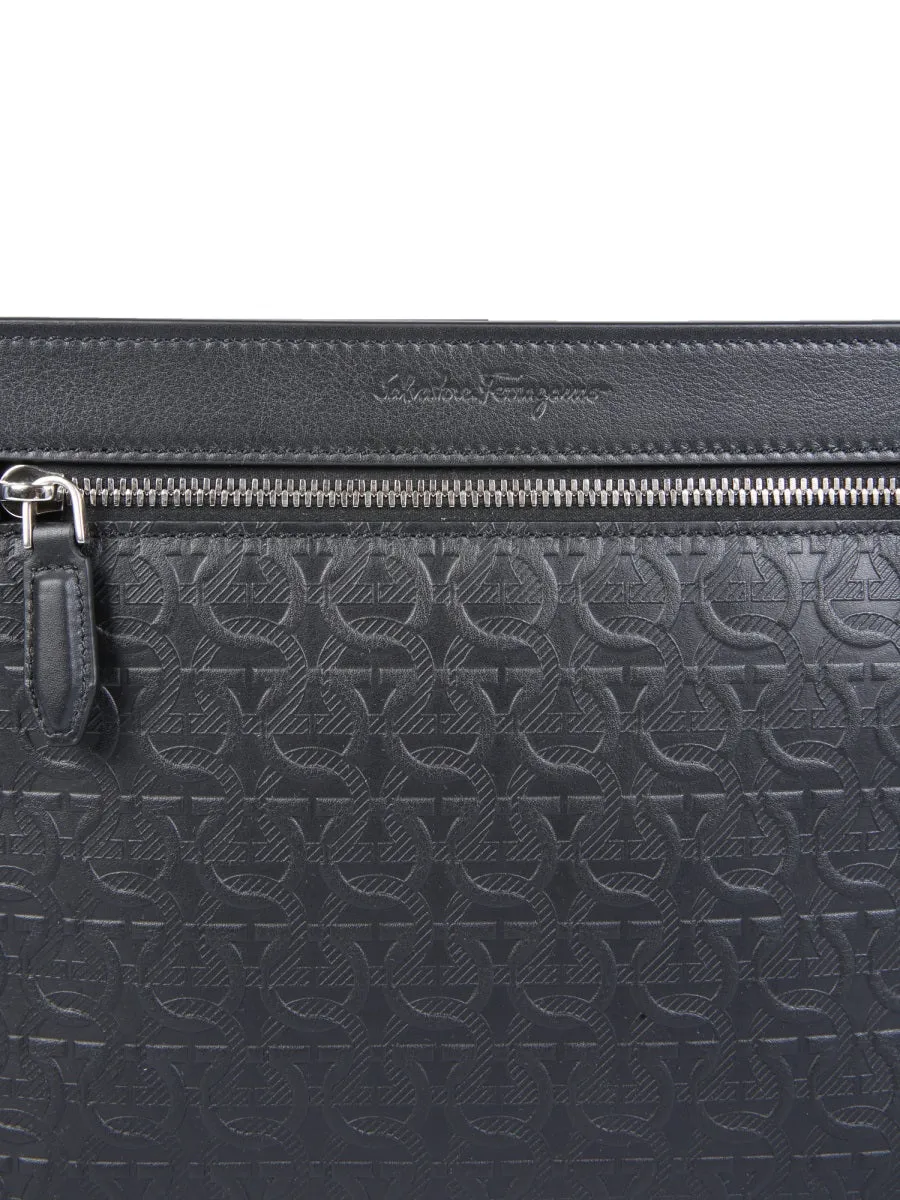 Salvatore Ferragamo Gancini Embossed Clutch Bag
