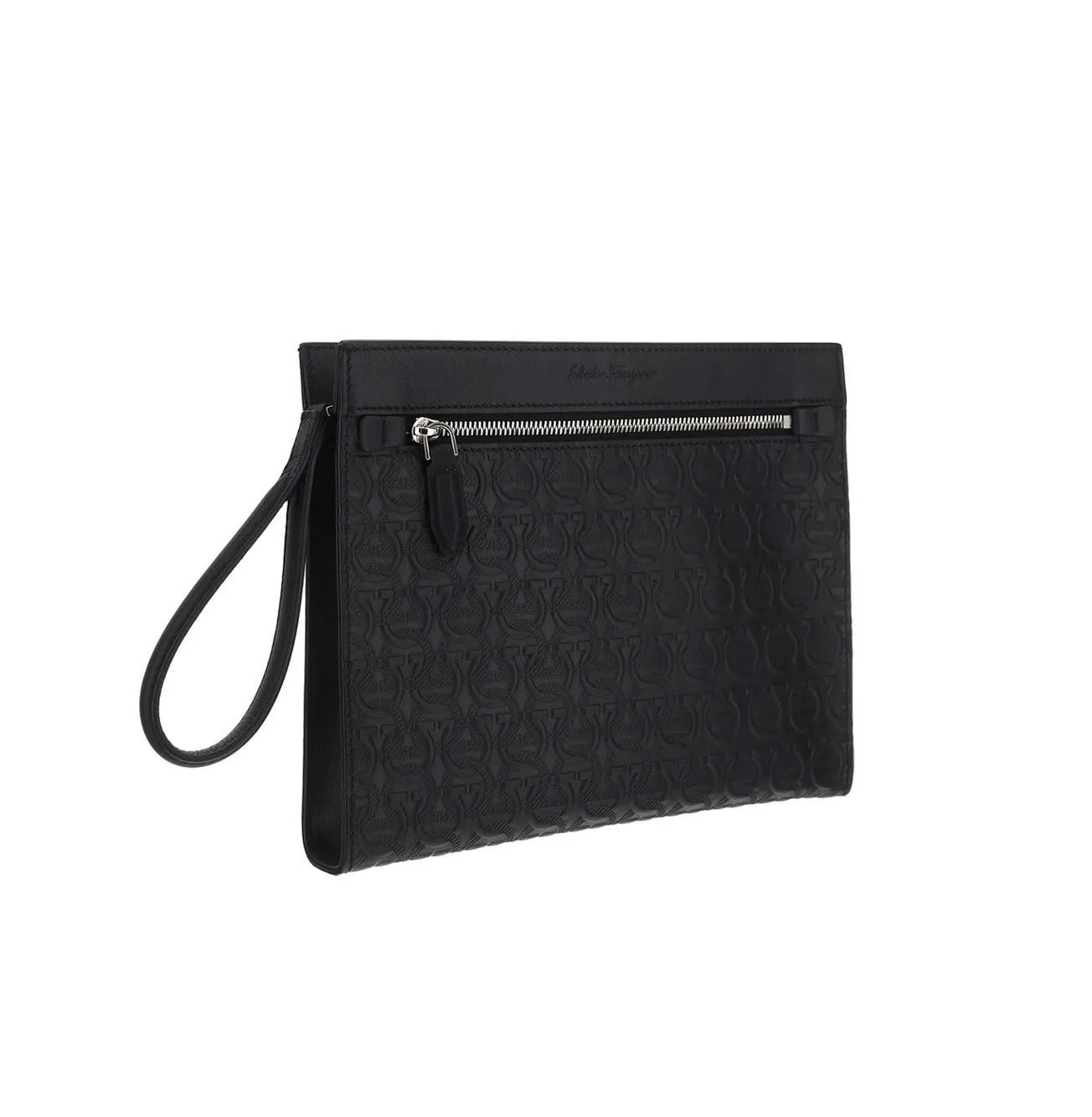 Salvatore Ferragamo Logo Detailed Zip-Up Clutch Bag