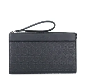 Salvatore Ferragamo Monogram Pattern Embossed Clutch Bag
