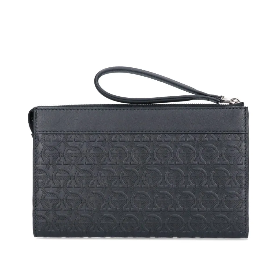 Salvatore Ferragamo Monogram Pattern Embossed Clutch Bag