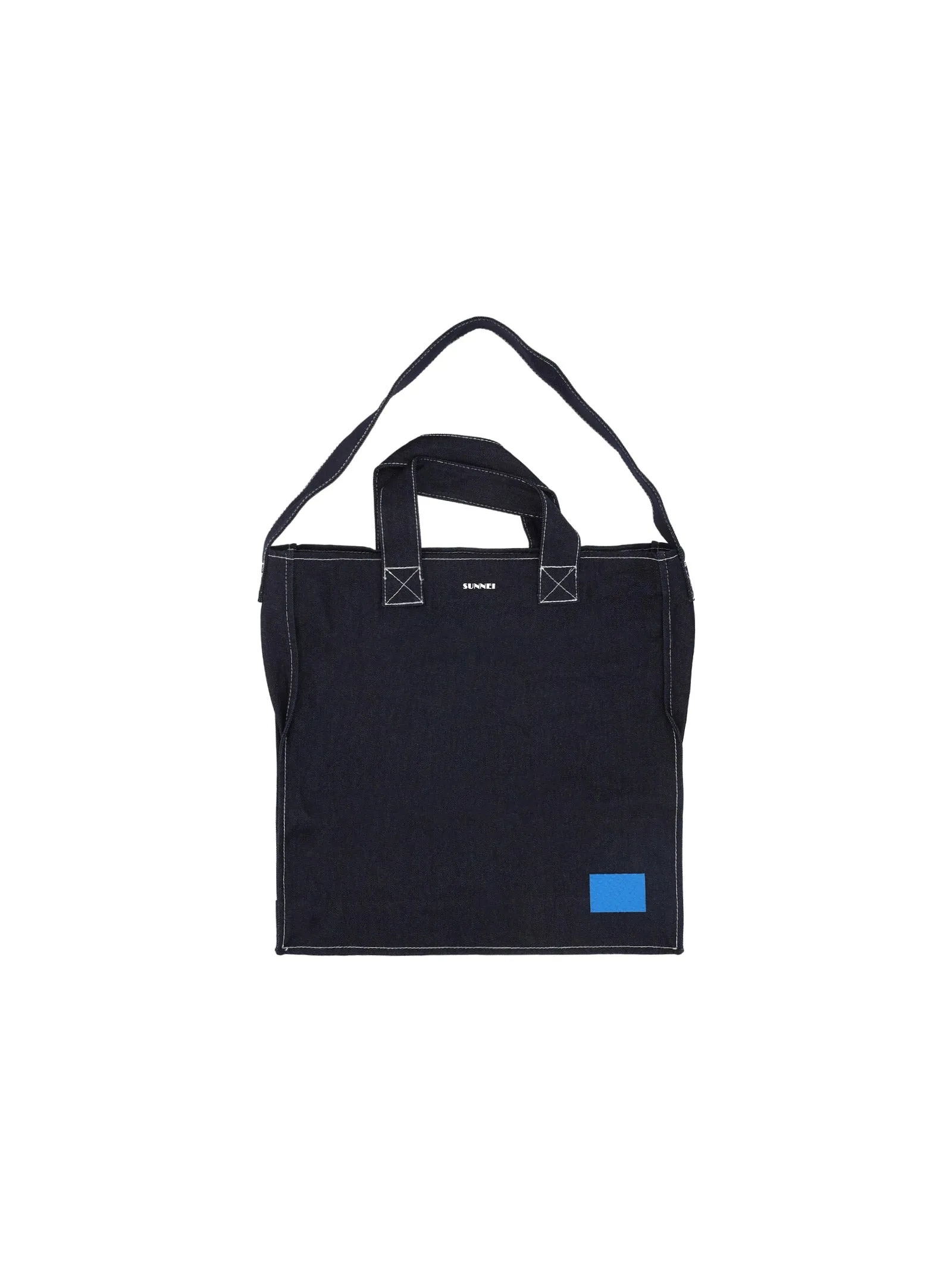 Sunnei Logo Printed Denim Tote Bag