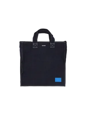 Sunnei Logo Printed Denim Tote Bag