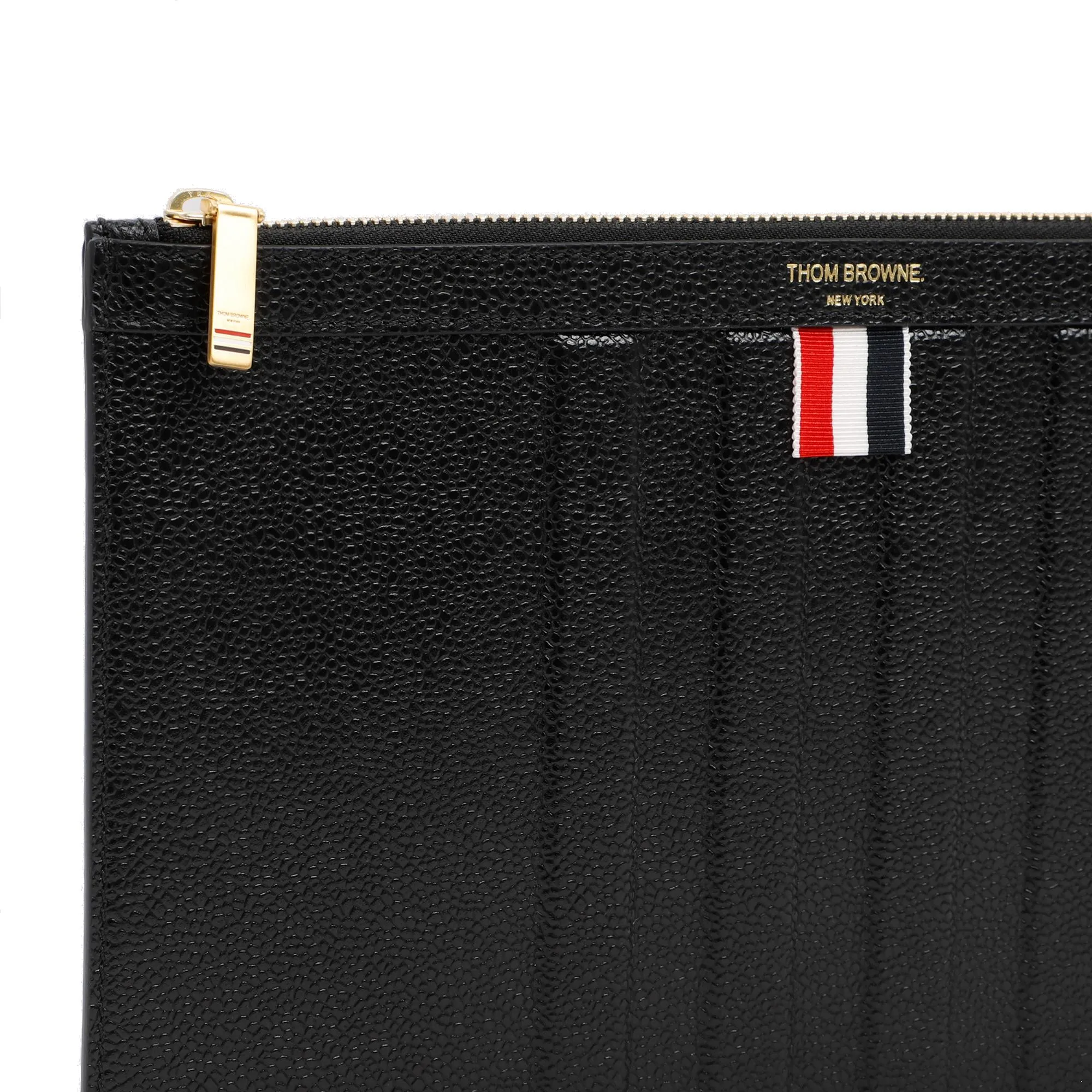 Thom Browne Debossed 4-Bar Zipped Clutch Bag
