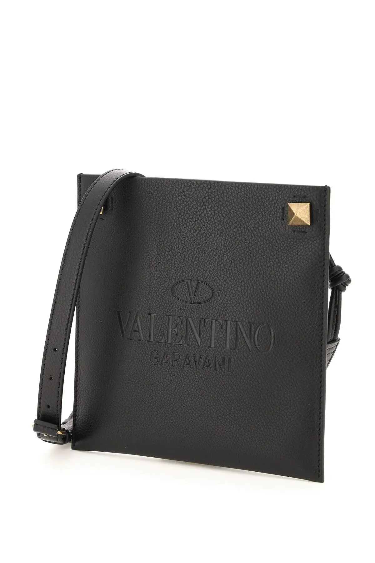 Valentino Garavani Rockstud Logo Embossed Crossbody Bag