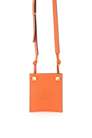 Valentino Garavani Rockstud Logo Embossed Messenger Bag