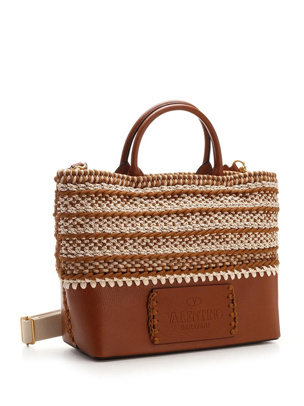 Valentino Logo Emboosed Medium Interwoven Tote Bag