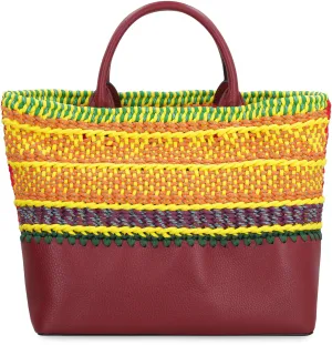 Valentino Logo Emboosed Medium Interwoven Tote Bag