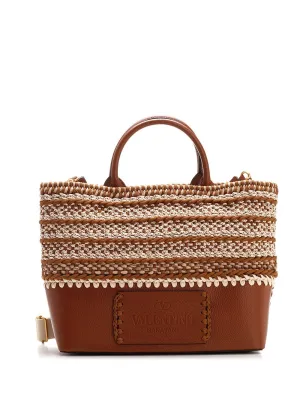 Valentino Logo Emboosed Medium Interwoven Tote Bag
