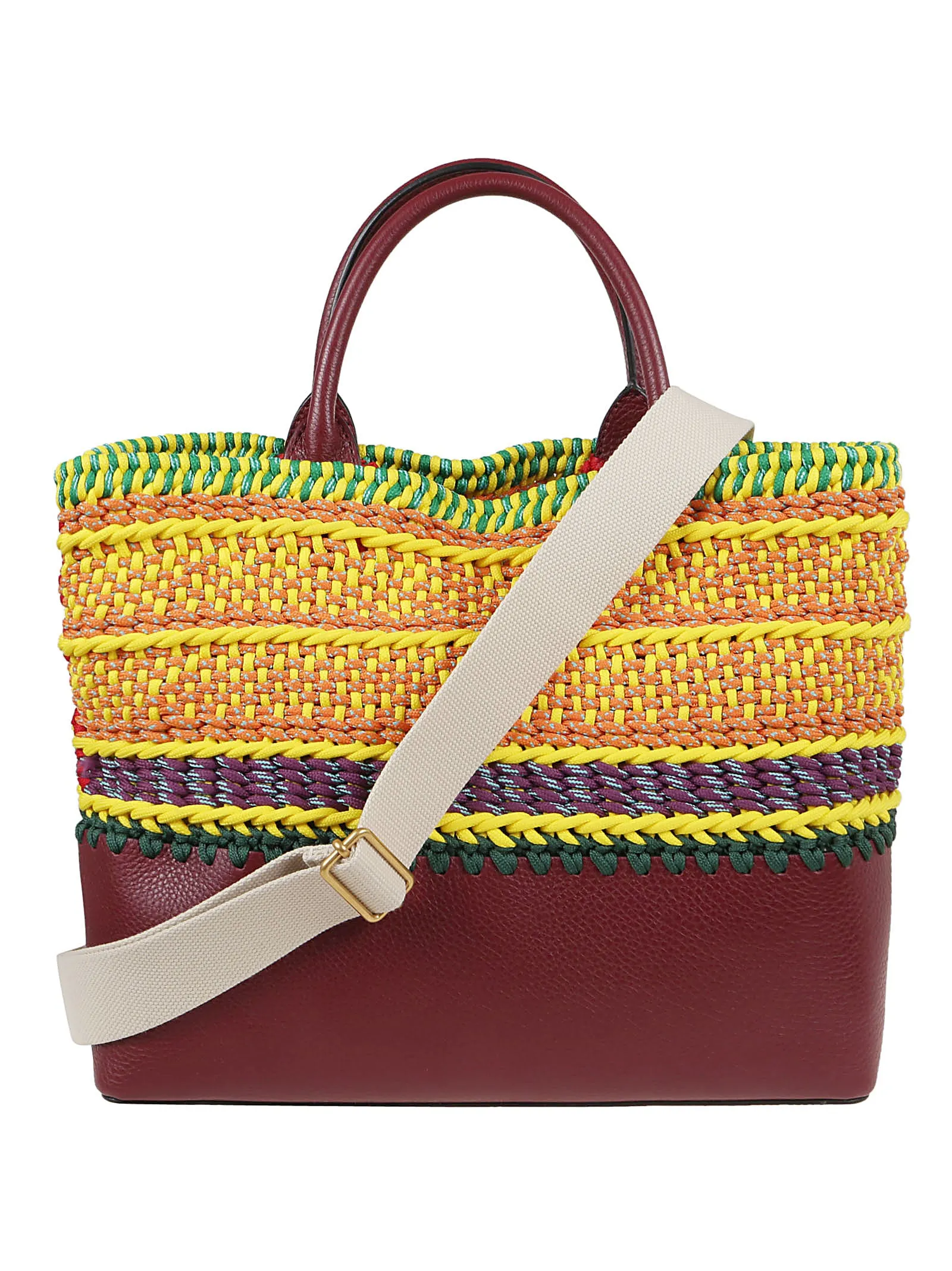 Valentino Logo Embossed Medium Interwoven Tote Bag