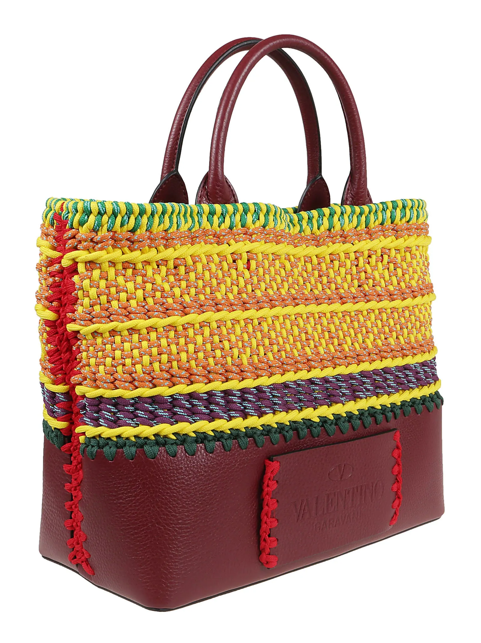 Valentino Logo Embossed Medium Interwoven Tote Bag