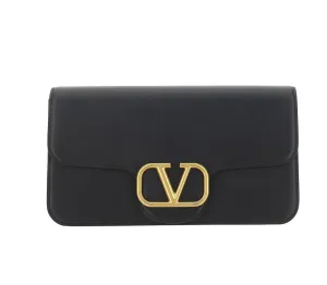 Valentino Logo Plaque Fold-Over Messenger Bag