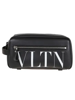 Valentino VLTN Logo Printed Zip-Up Wash Bag
