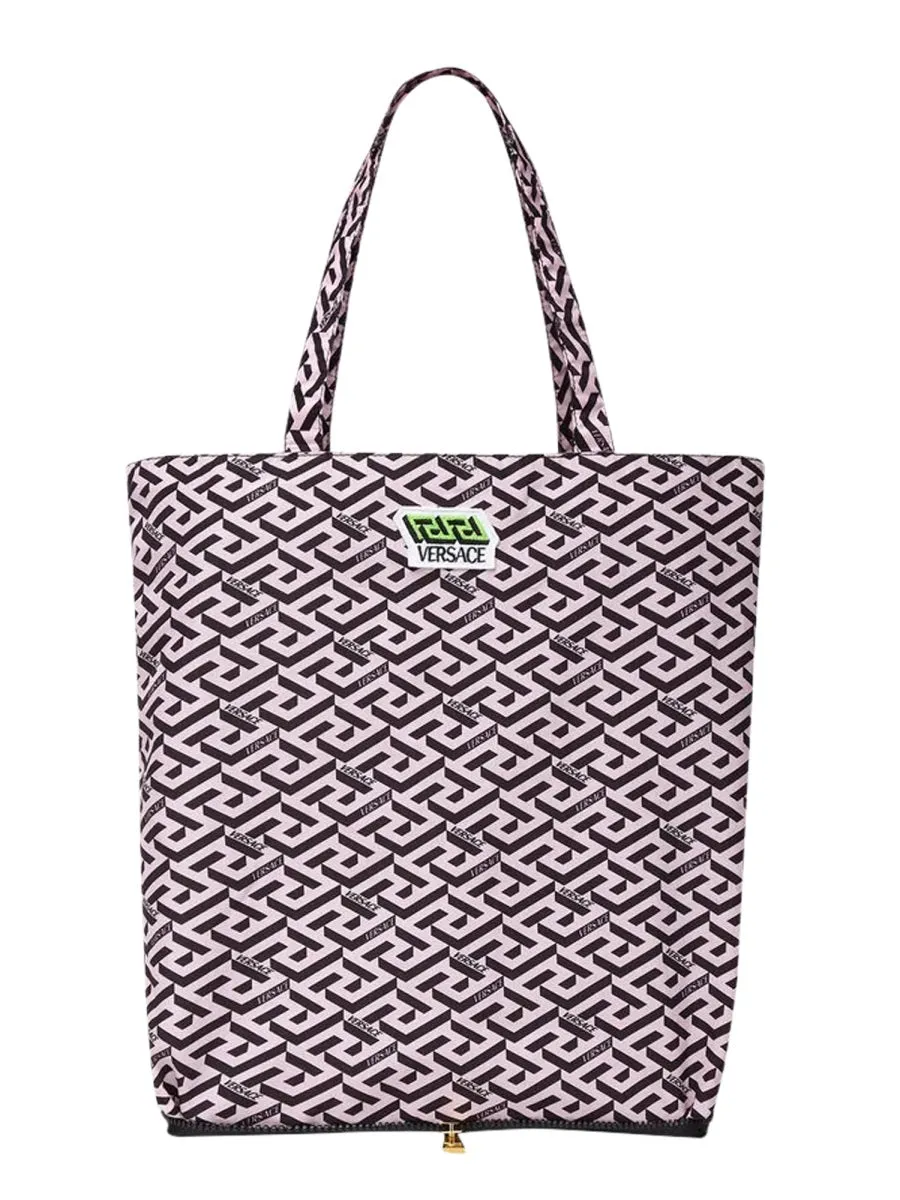 Versace Double Handle La Greca Printed Tote Bag
