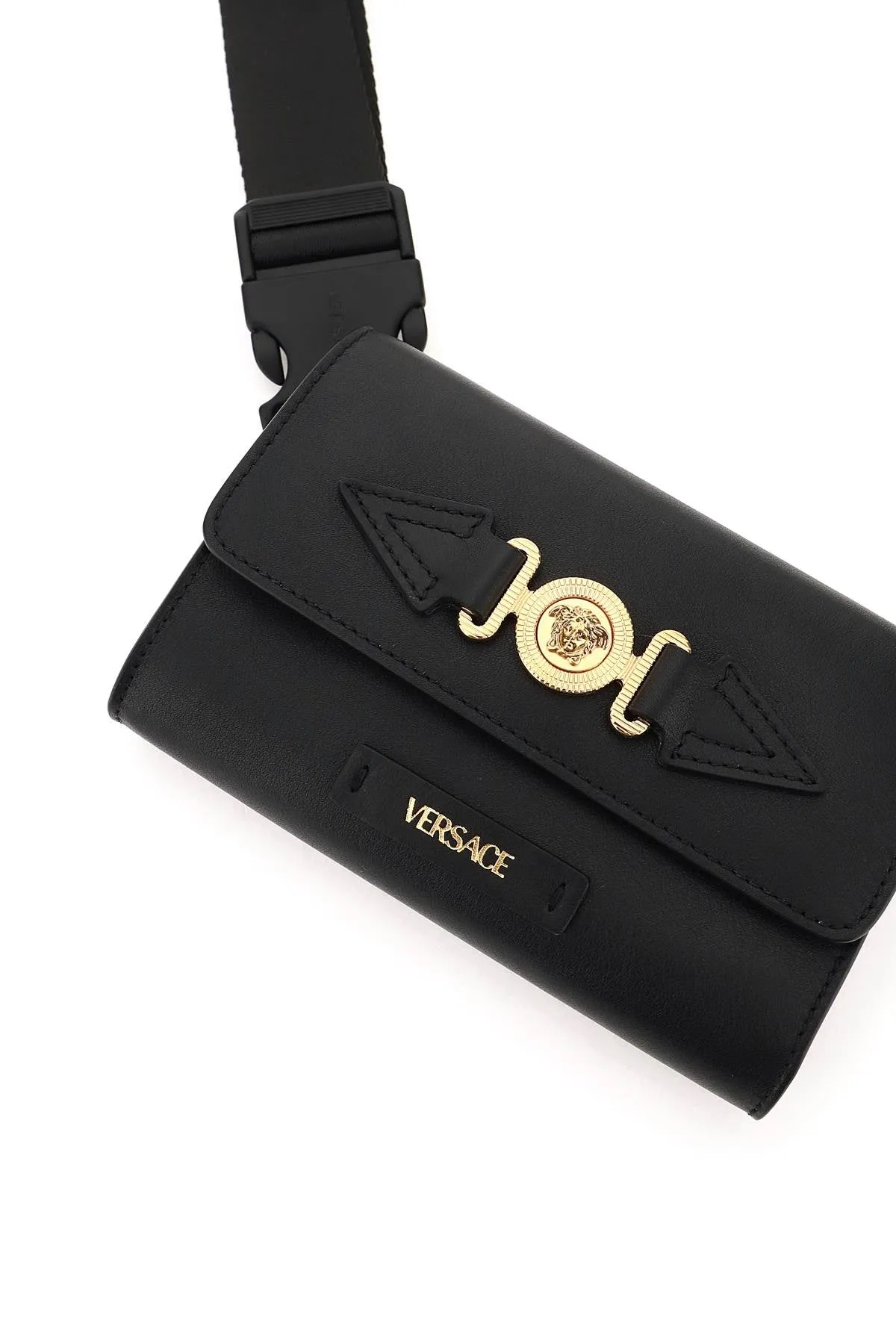 Versace Medusa Logo Patch Foldover Shoulder Bag