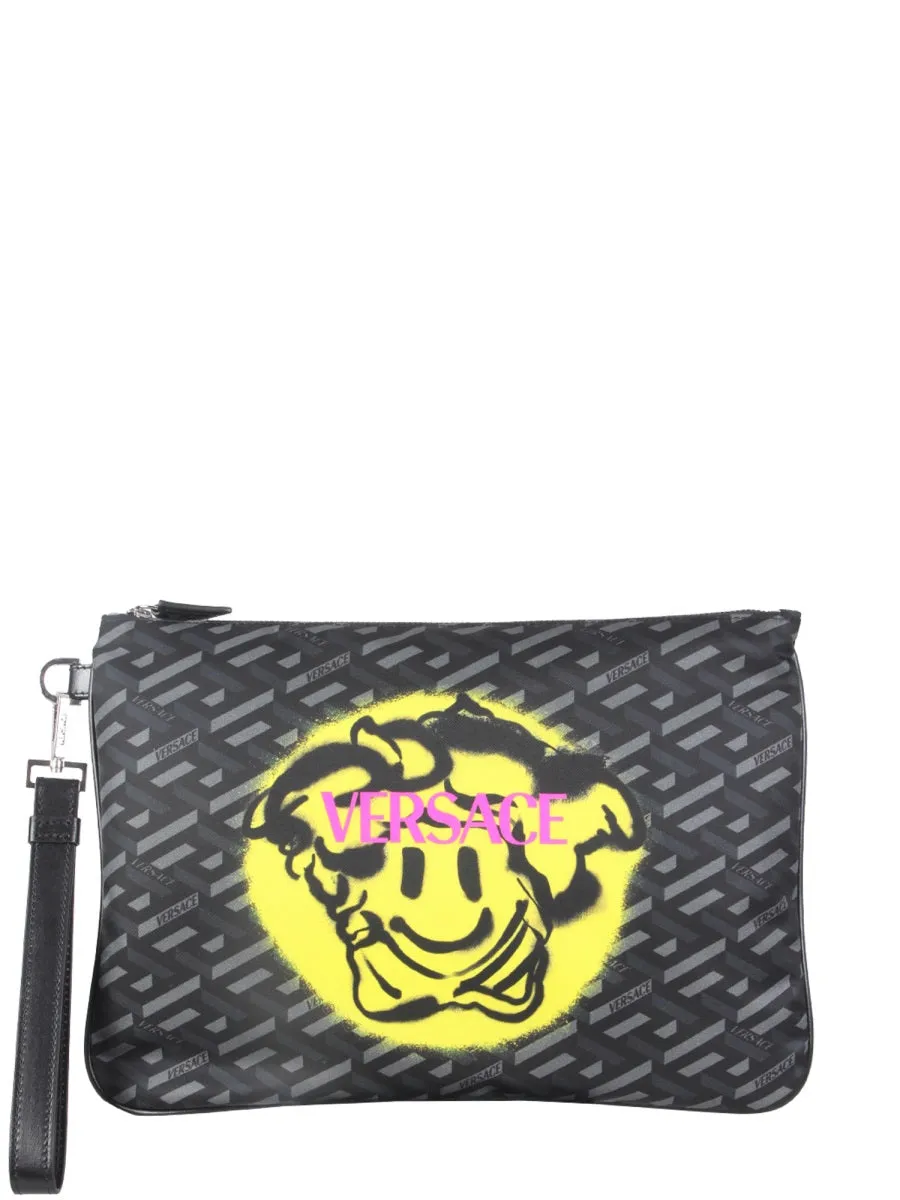 Versace Medusa Printed Zipped Clutch Bag